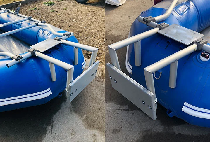 Plataforma y barra de seguridad instaladas sobre una balsa